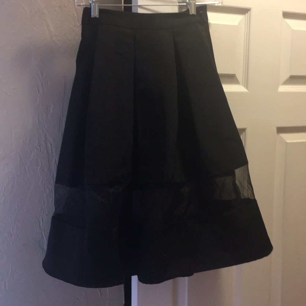 Black fit and flare midi skirt